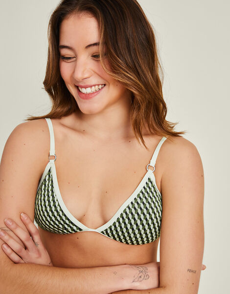 Jacquard Triangle Bikini Top, Multi (DARKS MULTI), large