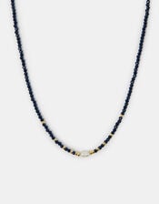 14ct Gold-Plated Pearl Beaded Necklace, Blue (BLUE), large