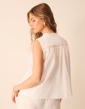 Floral Lace Tie-Front Waistcoat, White (WHITE), large