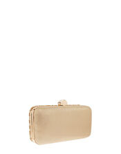 Metallic Zebra Beaded Hardcase Clutch Bag, , large