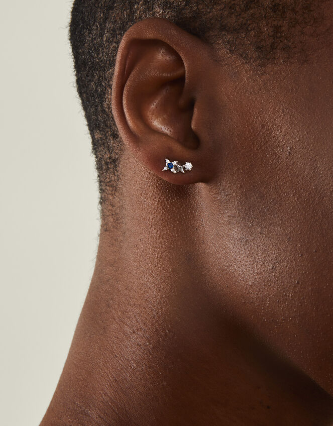Sterling Silver-Plated Star Cluster Earrings, , large