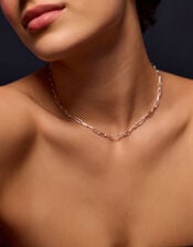Sterling Silver-Plated Paperclip Chain Necklace, , large