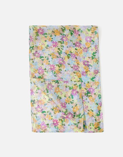 Bright Floral Silk Classic Scarf, , large