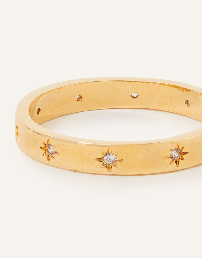14ct Gold-Plated Sparkle Star Band Ring, Gold (GOLD), large