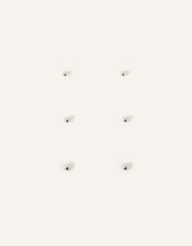 Sterling Silver Ball Studs Set of Three, , large