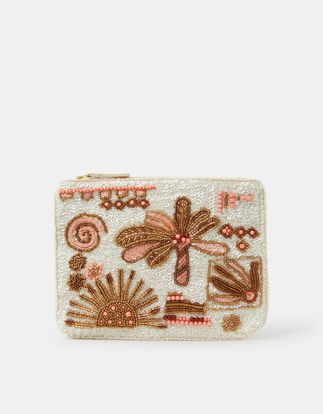 Palm Embellished Pouch, , large