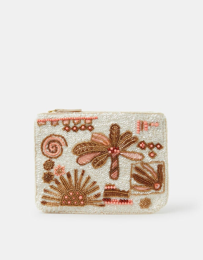 Palm Embellished Pouch, , large