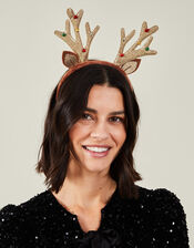 Glitter Reindeer Antler Headband, , large