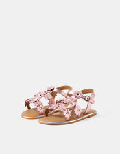 Girls Metallic Flower Sandals, Pink (PINK), large