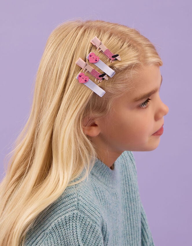 4-Pack Girls Sausage Dog Hair Clips, , large