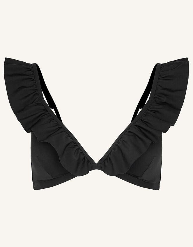 Exaggerated Ruffle Bikini Top, Black (BLACK), large