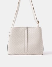 Faux Leather Webbing Strap Crossbody Bag, Cream (CREAM), large
