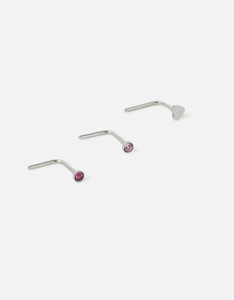 Heart Crystal Nose Studs, , large