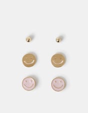 3-Pack Happy Face Stud Earrings, , large