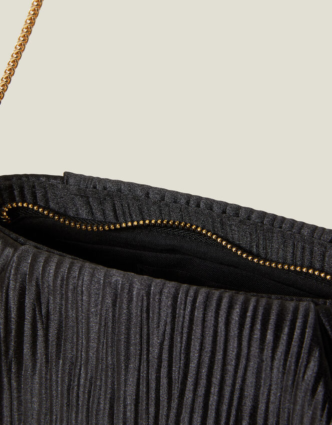 Pleated Satin Clutch Bag, , large