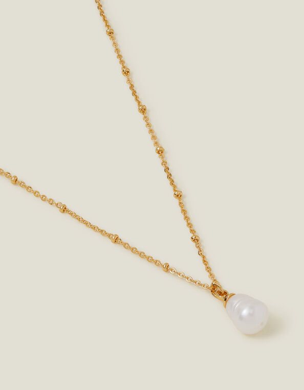 14ct Gold-Plated Irregular Pearl Necklace, , large