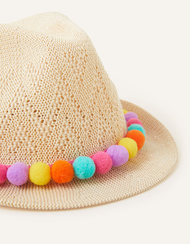 Kids Pom-Pom Packable Trilby, Multi (BRIGHTS-MULTI), large