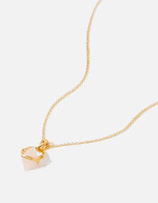 Gold-Plated Rose Quartz Diamond Pendant Necklace, , large