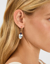 Flower Heart Charm Drop Earrings, , large