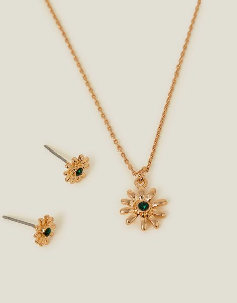 Daisy Stud Earrings and Necklace Set, , large