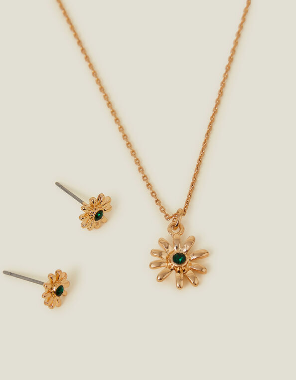 Daisy Stud Earrings and Necklace Set, , large