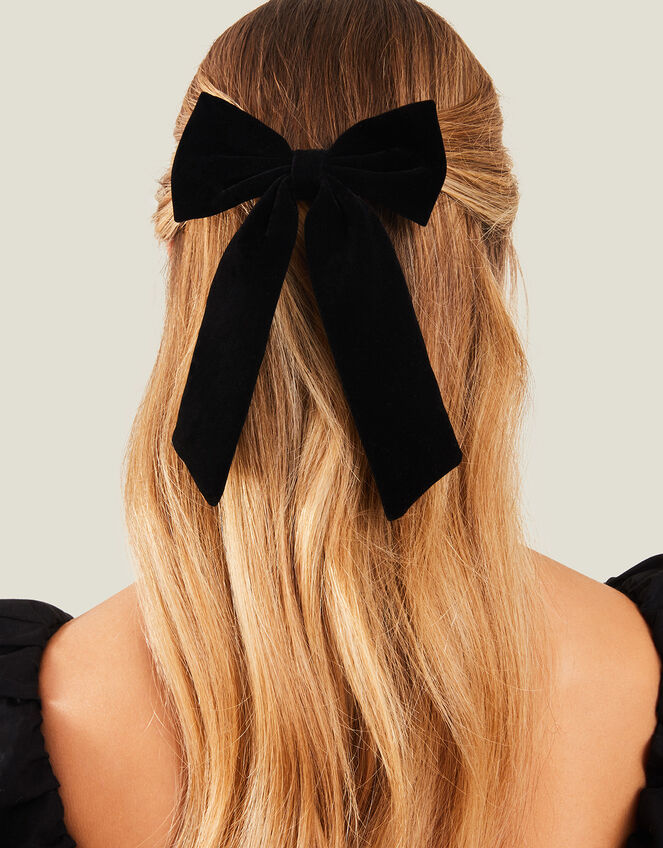Velvet Bow Hair Clip, , large