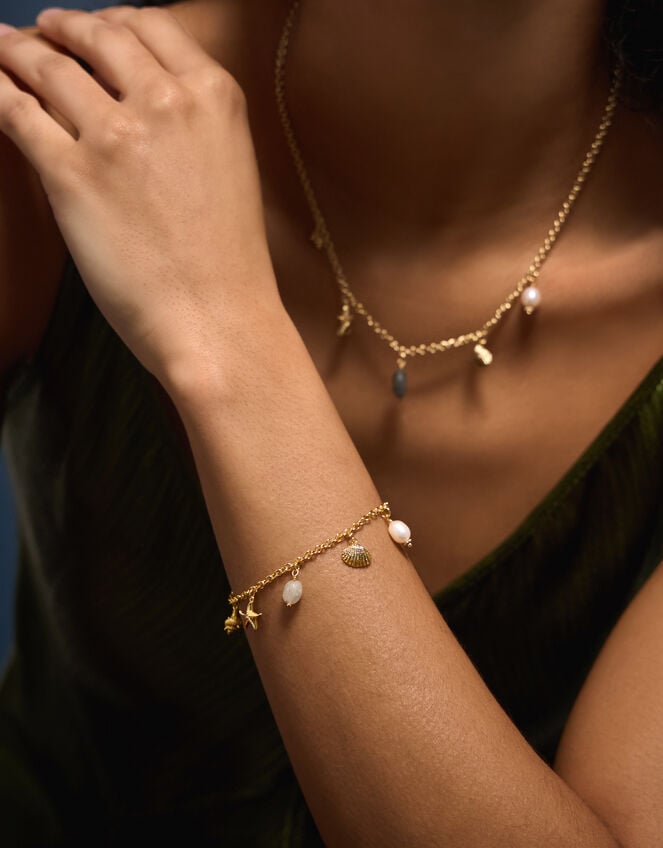 14ct Gold-Plated Ocean Charm Bracelet, , large