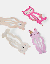4-Pack Girls Animal Shape Hair Clips, , large