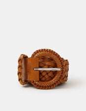Plaited Leather Belt , Tan (TAN), large