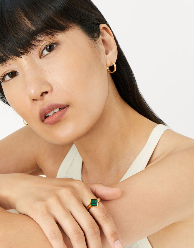 Gold-Plated Malachite Ring, Gold (GOLD), large
