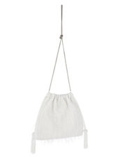 Bead and Feather Bridal Pouch Bag, , large