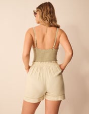 Lace Trim Beach Shorts, Camel (BEIGE), large