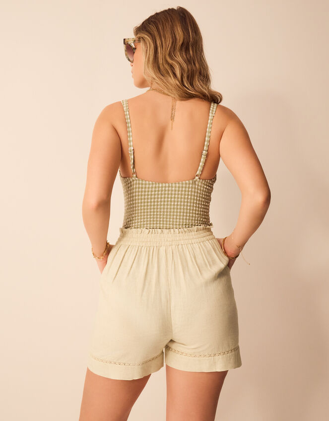 Lace Trim Beach Shorts, Camel (BEIGE), large