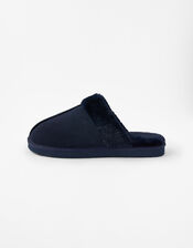 Suede Mule Slippers, Blue (NAVY), large