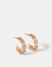 Flower Cut Out Hoop Earrings, Gold (GOLD), large