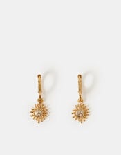 14ct Gold-Plated Sun Hoop Drop Earrings, , large