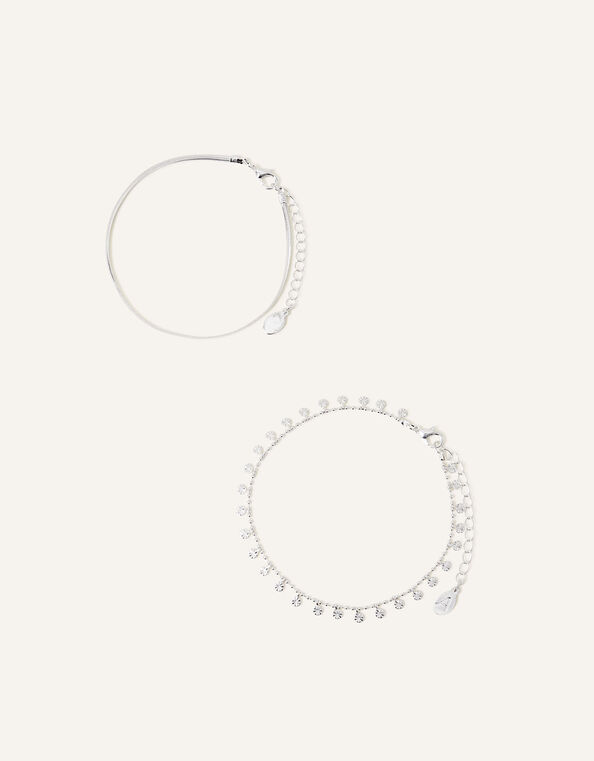 Coin and Snake Chain Anklets Set of Two , , large