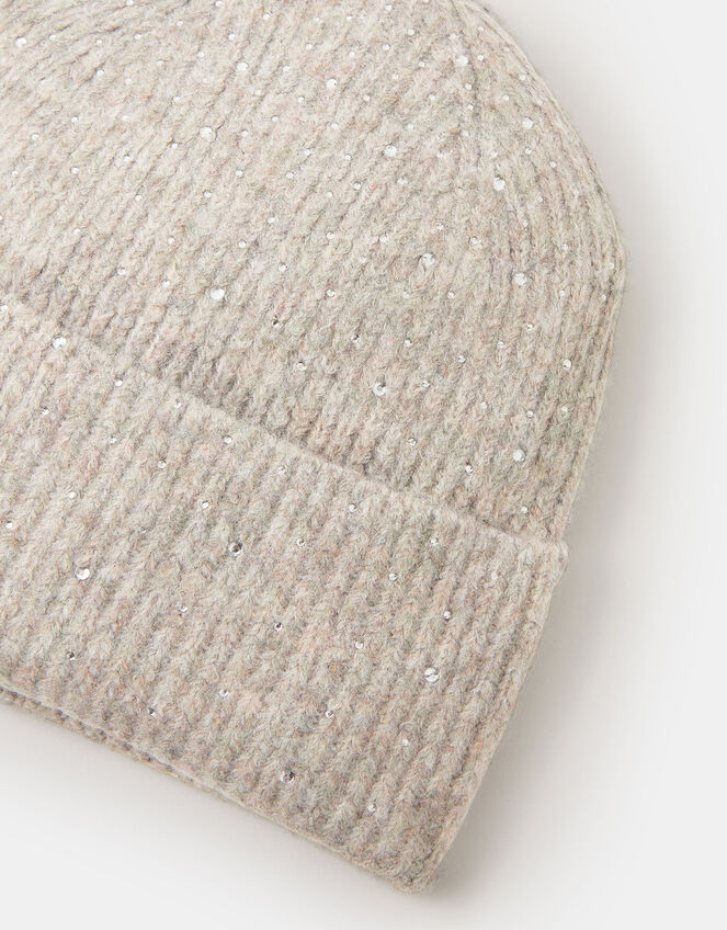 Rhinestone Beanie Hat, , large