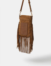 Fringe Suede Phone Bag, , large
