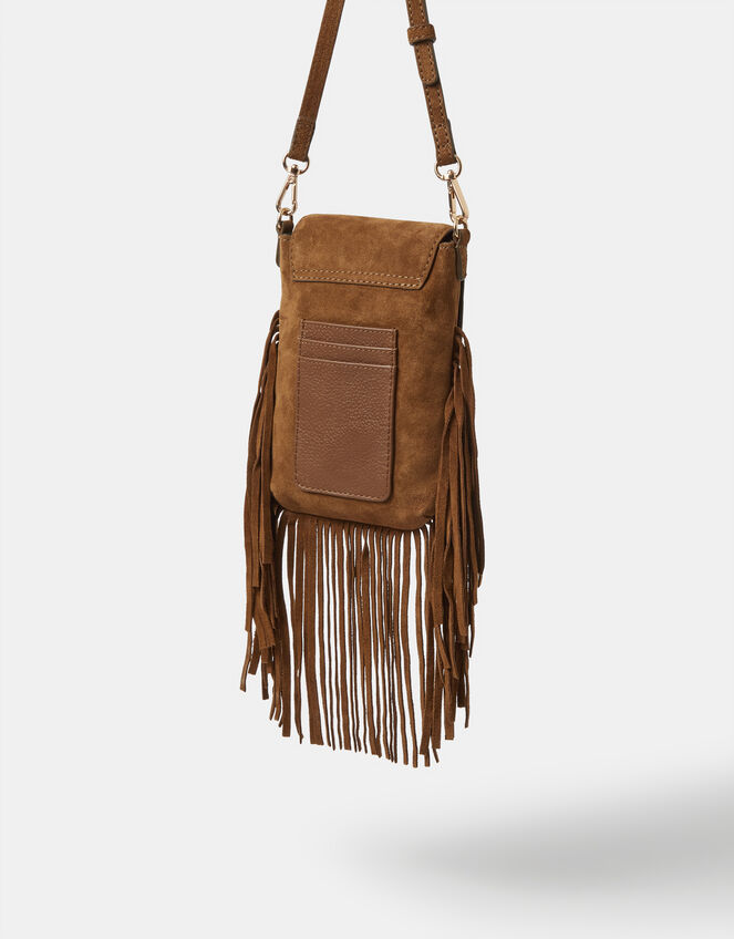 Fringe Suede Phone Bag, , large