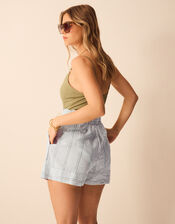 Stripe Cotton Beach Shorts, Green (GREEN), large