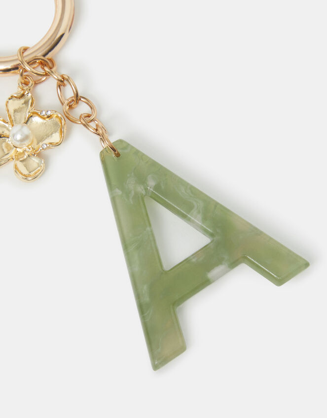 Resin Initial Bag Charm, Green (GREEN), large
