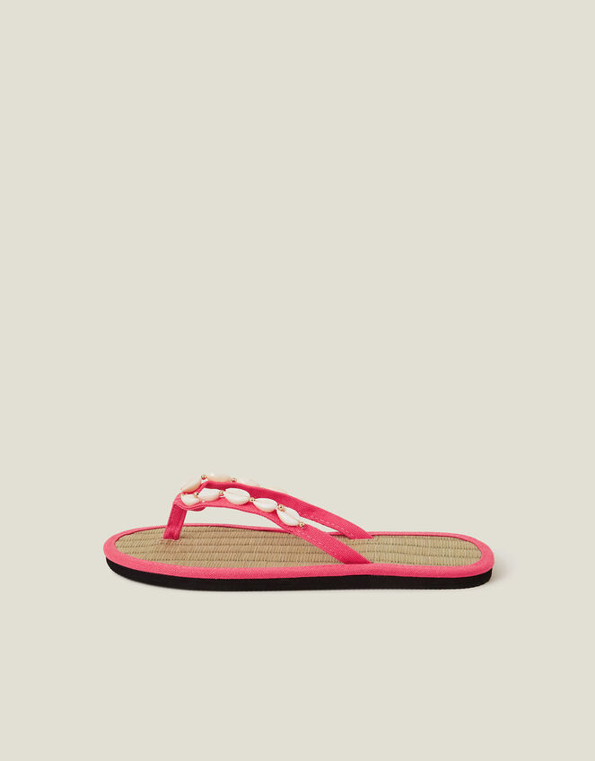 Shell Seagrass Flip Flops, Orange (CORAL), large