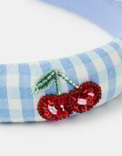 Girls Cherry Gingham Headband, , large