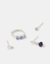 4-Pack Sterling Silver-Plated Blue Quartz Earrings, , large