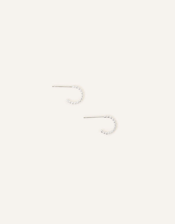 Sterling Silver Bobble Huggie Hoops, , large