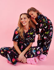 Christmas Space Print Pyjama Set, Black (BLACK), large