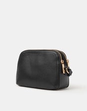 Double Zip Crossbody Bag, Black (BLACK), large