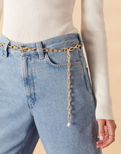 Oval Pearl Chain Belt, , large