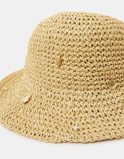Charm Straw Bucket Hat, , large